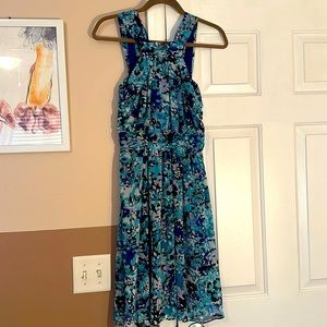 New York & company multicolored chiffon halter dress